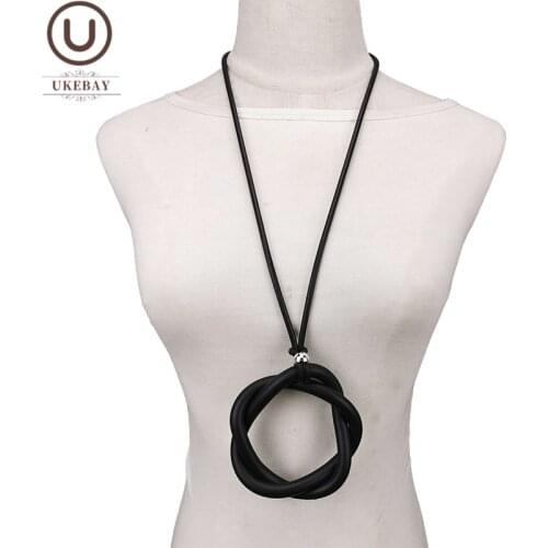 UKEBAY New Rubber Pendant Necklaces For Women Handmade Jewelry Long Statement Necklace Bohemia Clothes Chain Accessories Jewelry