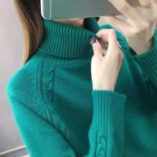 Autumn Winter Thick Warm Korean Style Turtleneck Knitted Sweater Women Long Sleeve Jumper Pullover Female Knitwear