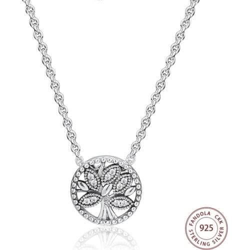 Tree of Life Necklace Women 925 Sterling Silver Link Chain Pendants Necklaces Original Jewelry collier femme Wholesale