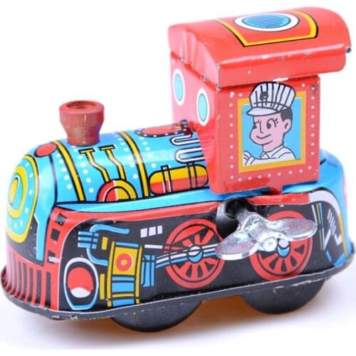 1Pc Steam Train Reminiscence Children Vintage Wind Up Tin Toy Clockwork Spring Locomotive Classic Toy for Baby Kids Children