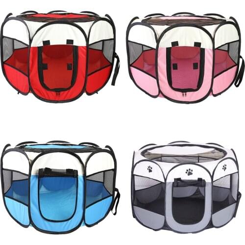 Portable Folding Pet Tent Dog House Octagonal Cage For Cat Tent Playpen Puppy Kennel Fence Outdoor Big Dogs House
