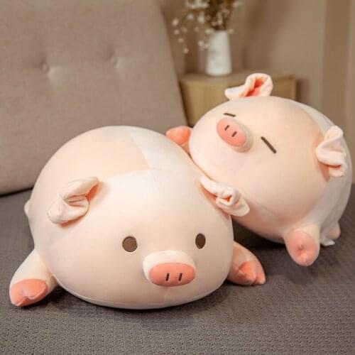 40-80cm Cartoon Cute Pink Bobo Pig With Zipper Plush Toys Stuffed Soft Lovely Animals Dolls Pillow For Kids Girls Birthday Gifts