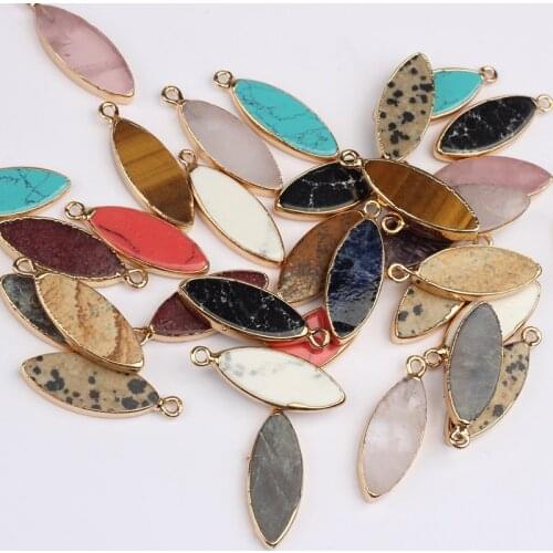 Natural Stone Charms Pendant Birthstone Charms Natural Horse Eyes Stone Charms 10*34mm 2pcs/lot For DIY Jewelry Accessories