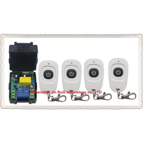 Latest AC220V 1CH Wireless Remote Control Switch System Receiver &4pcs one-button white waterproof Remote 315mhz/433mhz