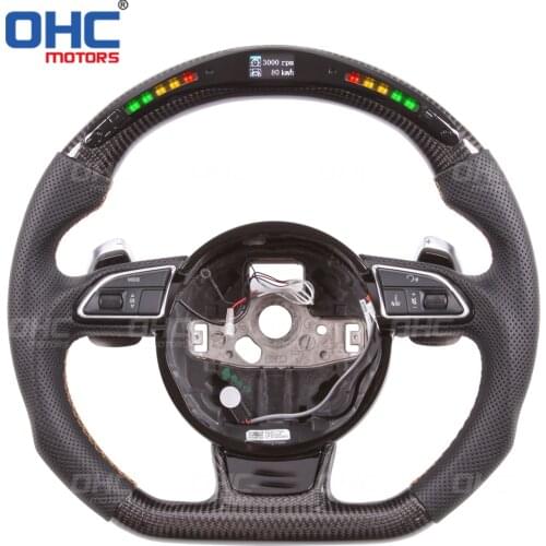 Luxury 100% Real Carbon Fiber LED Display Steering Wheel compatible for Aud-i A1 A2 A3 A4 A5 RS3 RS4 RS5 S3 S4 S5