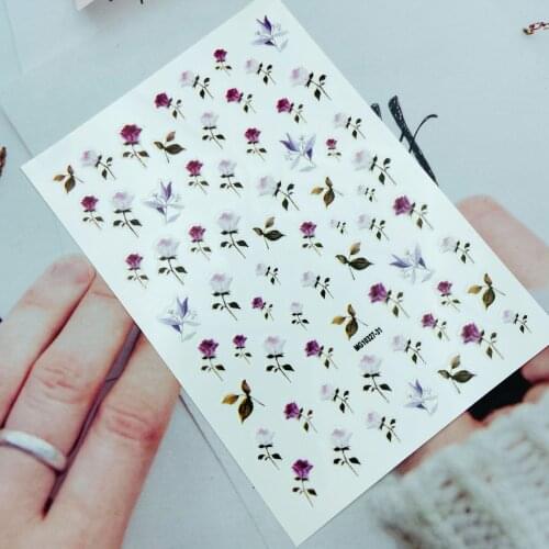 DIY Japanese Style Thin Light Traceless Back Glue Adhesive Nail Stickers New Design Elegant Flowers Dry Nail Decals Manicure