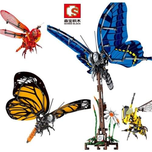 Sembo Simulated Insect Butterfly Bee Red Dragonfly Model Building Blocks DIY Educatioucational Toys for Children