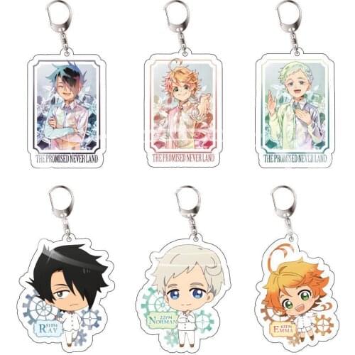 The Promised Neverland Acrylic Keychain Yakusoku no Neverland Emma Norman Ray Anime Figures Collection Key Chain Ring Holder