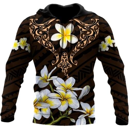 Amazing Polynesian Beautiful Ray Frangipani Tattoo 3D Unisex Hoodie Men Sweatshirt Streetwear Pullover Casual Jacket Tracksuit