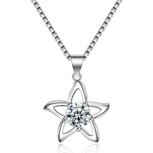 Vintage Silver Plated Necklace Girls Clavicle Accessories Fashion Cubic Zirconia Flower Pendant Necklace For Women Choker Bijou