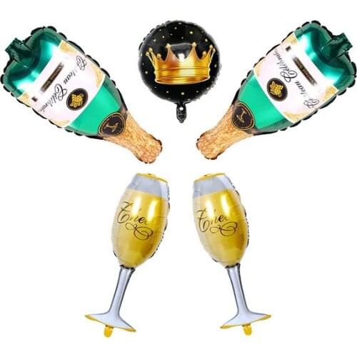 Birthday Party Balloons, Champagne Bottle Crown Giant Mylar Foil Balloons for Party Celebration Decoration Supplies