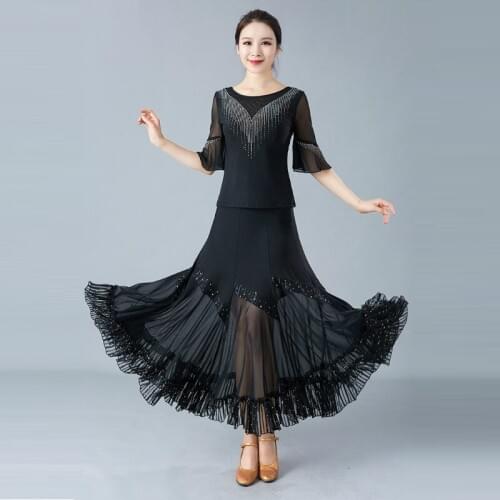 Girls Ballroom Dancing Skirt Female Waltz Dance Blouse Wear Womens Modern Dance Skirt Waltz Standard Dance Costumes D0819