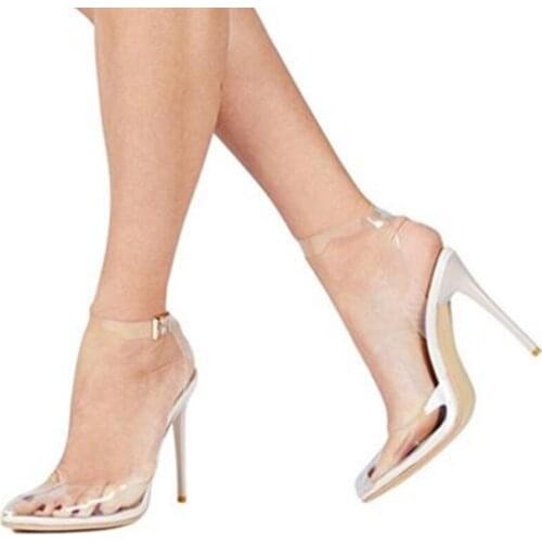 2020 Split Toe Shoes Transparent Band Buckle Woman Shoes Hot Selling Thin High Heels Party Shoes Summer Clear PVC Sandals