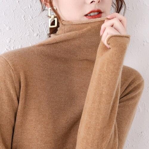 FNOCE 2020 winter new womens sweater pullover fashion casual elegant solid long sleeve turtleneck tight slim all-match sweaters