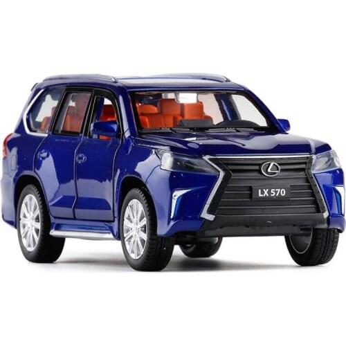 1:32 Alloy Car Model Lx570 SUV Model Boy Toy Pull Back Sound Light Engine Sound Open Doors Off Road Car Gift for Boy HC0025