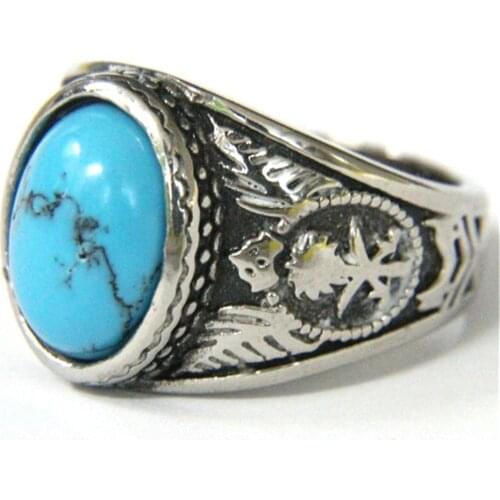 1pc Support Drop Ship New Arrival Blue Stone Ring 316L Stainless Steel Fashion Jewelry Flower Ring