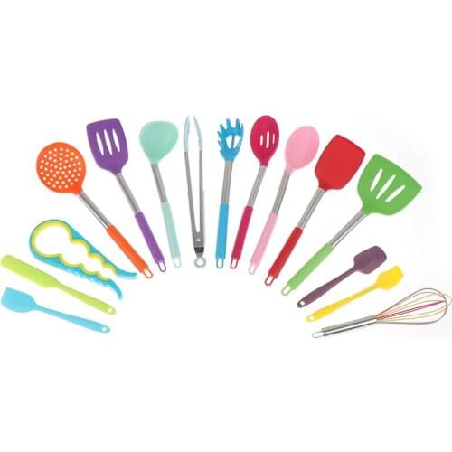 New 1pc Non-Stick Silicone Nylon Cooking Tools kitchen Spoons Spatula Shovel Brush Colorful Rainbow Kitchenware Kitchen Utensils