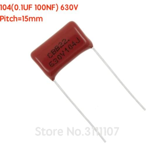 10PCS/LOT 104 100NF 630V Pitch 15mm CBB Polypropylene Film Capacitor 104 100nF 630V NEW