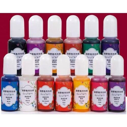 13 Colors Epoxy UV Resin Coloring Dye Liquid Epoxy Pigment Resin Colorant Fading Resistance10ml Translucent Make Jewelry Pigment