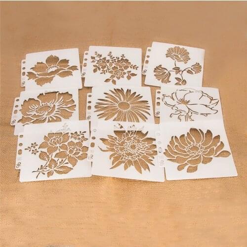 19pcs Release Paper Scrapbook Stencils Spray Plastic Mold Shield DIY Cake Hollow Embellishment Printing Lace Ruler Valentine