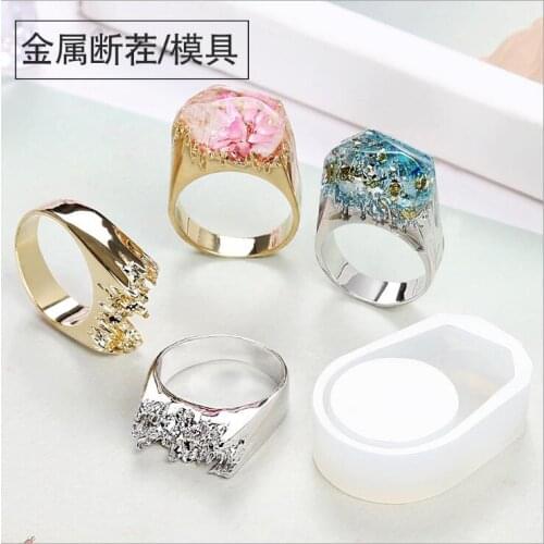 2019 New Mountain peak ring mould Dried Flower Resin Decorative Craft DIY Ring with Metal ring resin molds makeing for jewelry