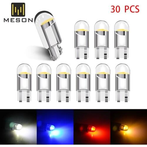 30PCS T10 W5W WY5W 194 168 501 2825 COB LED Car Wedge Parking Lights Side Door Bulb Instrument Lamp Auto License Plate Light