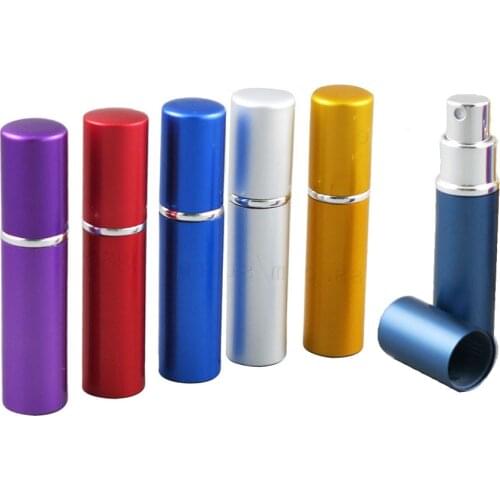 5ml 10ml Aluminum Refillable Perfume Bottles Travel Portable Empty Atomizer Perfumes Bottle with Spray Mix Color 12pcs/lot