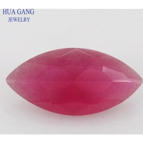 5# Rose Red Marquise Shape Matte Bottom Princess Cut Loose Glass Beads Synthetic Gems For Jewelry Size 1.5x3~10x20mm
