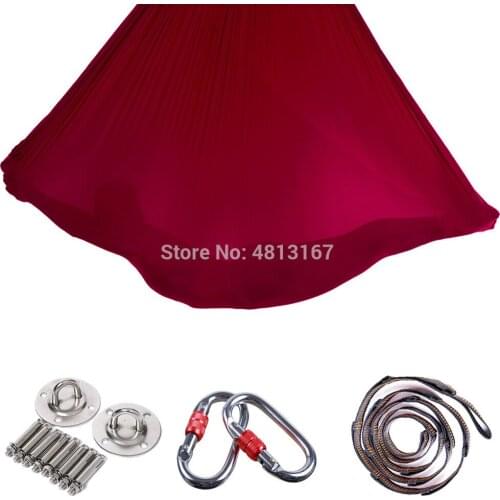 7*2.8m Aerial Yoga Hammock Swing Full Set Trapeze Inversion Decompression Anti-Gravity Pilates Body Building Strength Exercise