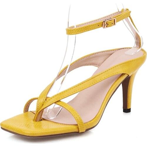 Stylish Womens thin Heel Metal buckle Sandals Women Roman sandals Ladies Summer Shoes 34-43