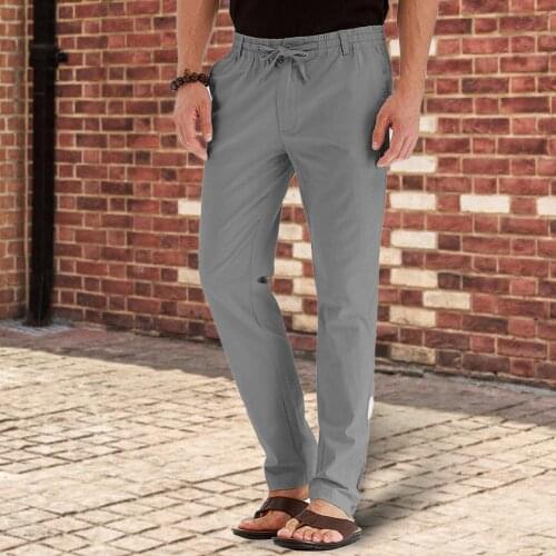 Man Trousers Formal Business Male Straight Slim Casual Pants Mid Rise Suit Pants Drawstring Straight Business Trousers Workwear