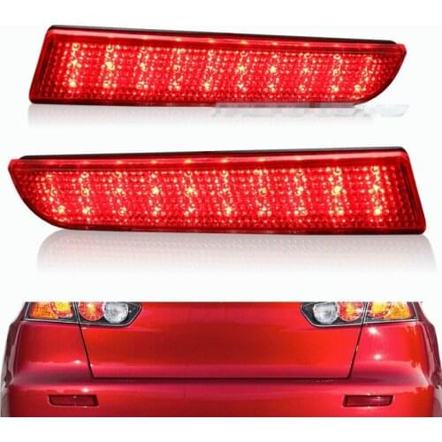 For 2008 09 10 11 12 13 2014 Mitsubishi Lancer Red Black White Lens LED Rear Bumper Reflector Brake Light Lamp