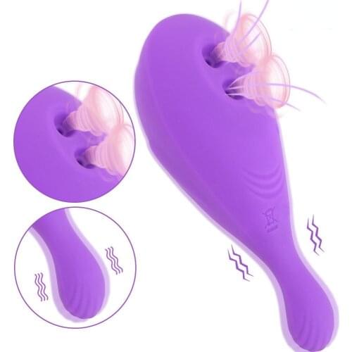 Vibrating Tail G-spot Double-sided Sex Toys for Women Whale Shape Double Suction Vibration Sucking Clitoris Stimulator