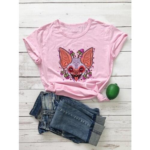 Colored Super Cute Bat Mushroom T-Shirt 100% Cotton graphic funny grunge harajuku tumblr women unisex Fashion fit tshirt top tee