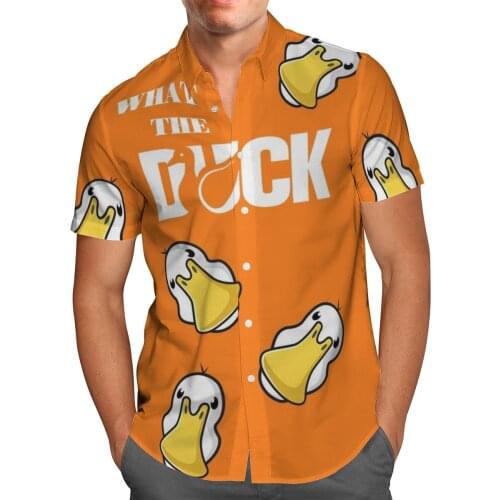 Anime Duck 3D Beach Hawaiian 2021 Summer Orange Shirt Short Sleeve Shirt Streetwear Oversized 5XL Camisa Social Chemise Homme