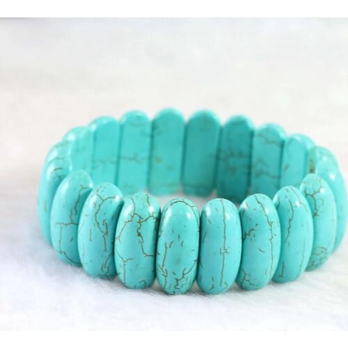 Hot sale blue calaite turquoises Stone 25x10mm bead DIY Bracelets For Women Jewelry 7.5" B311
