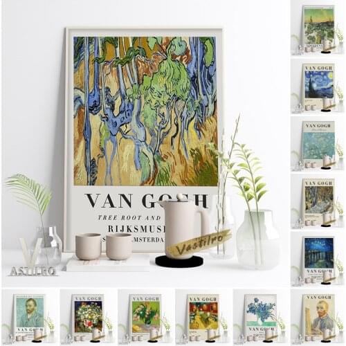 Vincent Van Gogh Exhibition Museum Poster Classic Canvas Painting Irises Wall Art Self-Portrait Gallery High Quality Print Decor