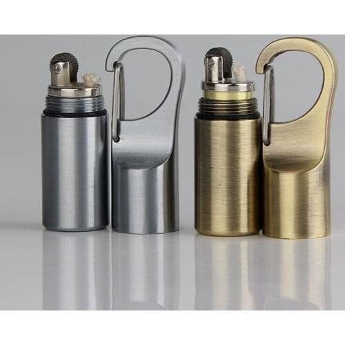 Hanging Button Type Mini Kerosene Lighter Wholesale Metal Windproof Lighter Smoking Accessories for Weed Outdoor Survival Tool