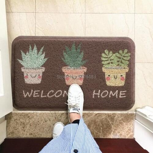 Dust Removal Carpet Doormat Wire Loop Footpad Lovely Plant Mat in the Hallway Kitchen Bath Non-slip Entrance Mat Rug