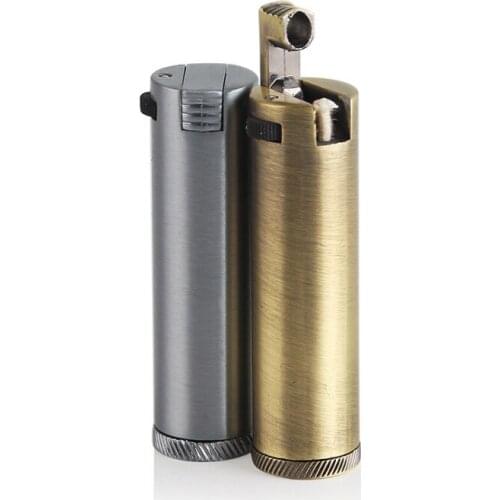 Retro Mini Metal Lighters Kerosene Oil Flame Lighter Unique Cigarette Lighters Side slip wheel gasoline Cigar Fire Men Gadget