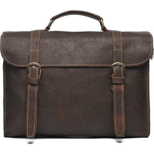 New Mens Genuine Leather Real Cowhide Handbag Messenger Bag Shoulder Travel Tote Briefcase for Laptop Bag Purse