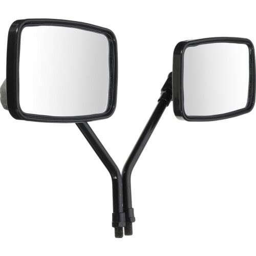 New Pair Black 10MM Thread Black Rectangle Rearview Side Mirrors For Motorcycle Scooter ATV