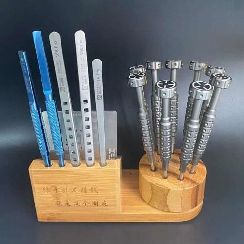 Newest AMAO M62 Rotating Magnetic Screwdriver Wooden Craft 9-Port Storage Rack For Organizing Desktop Mobile Repair Tools