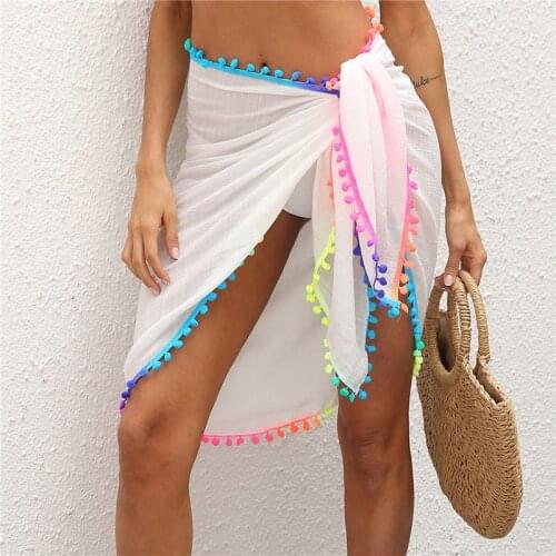 2021 New Womens Swim Wear Bikini Cover Up Sheer Beach Mini Wrap Skirt Sarong Pareo Shorts Summer Beachwear Hot Sell for Holiday
