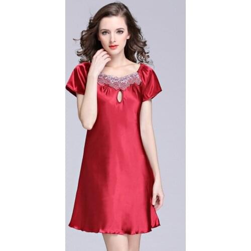 Plus Size 4XL Loose Dress Nightdress Sexy Lingerie Women Silky Lace Trim Hollow Out Robe Nightgown Sleepwear Casual Home Clothes