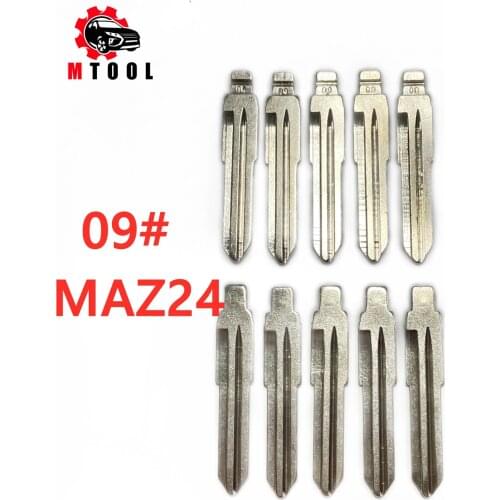 New Metal Replacement Flip Key #09 KD VVDI Remote Key Blade For Mazda/Toyota YARIS Car Remote Key Blank 10PCS LISHI MAZ24