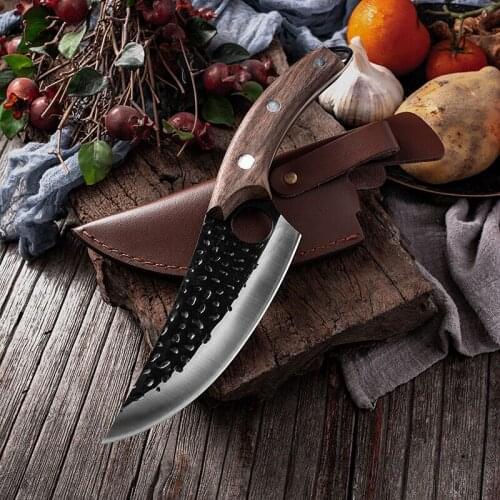 Everrich 6 inch sharp hand forged boning knife factory direct kitchen knife black handle slicing knife rosewood kitchen knife