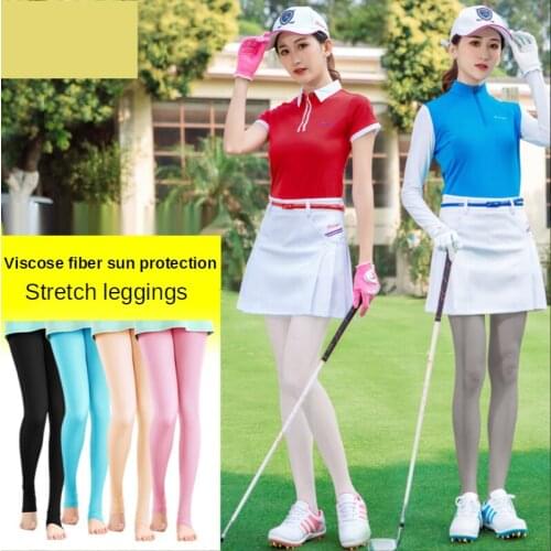 Golf Clothing Ladies Sun Protection Pants Summer Thin Ice Silk Leggings Breathable Foot Socks Absorb Sweat Fresh and Cool