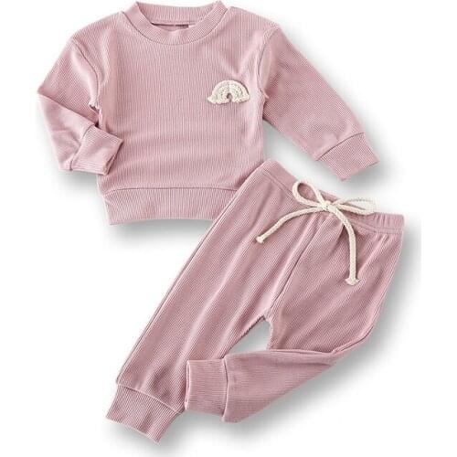 Autumn Winter 2021 Baby Boy Girls Clothes Cotton Girl Clothing Set Long-Sleeved T-Shirt+Pants Newborn Infant Clothes 2pcs Suit