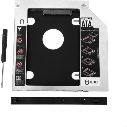 2nd HDD Caddy 9.5mm SATA to SATA Hard Drive Adapter For Laptop Universal CD/DVD 96BA